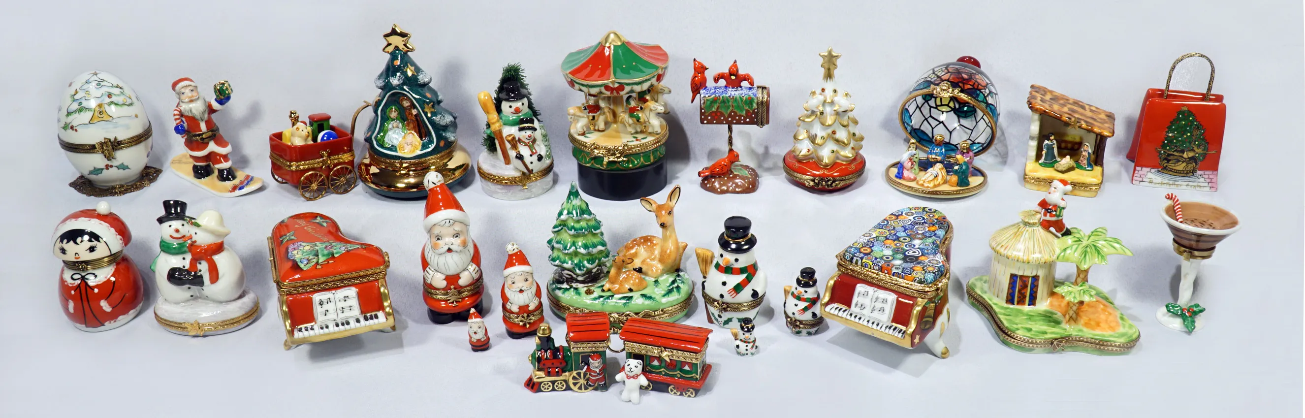 Christmas Limoges porcelain holiday trinket boxes